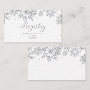 Silver Snowflake Baby Registry Enclosure Card