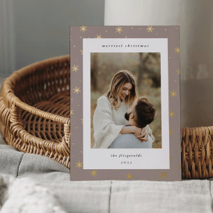 Silver Snowflake Border Christmas Photo Foil Holiday Card