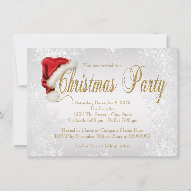 Silver Snowflake Christmas Party Invitation (Front)