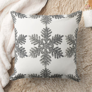 Silver Snowflake Christmas Pillow by Tell 3 People