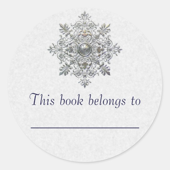 Silver Snowflake Classic Round Sticker (Front)