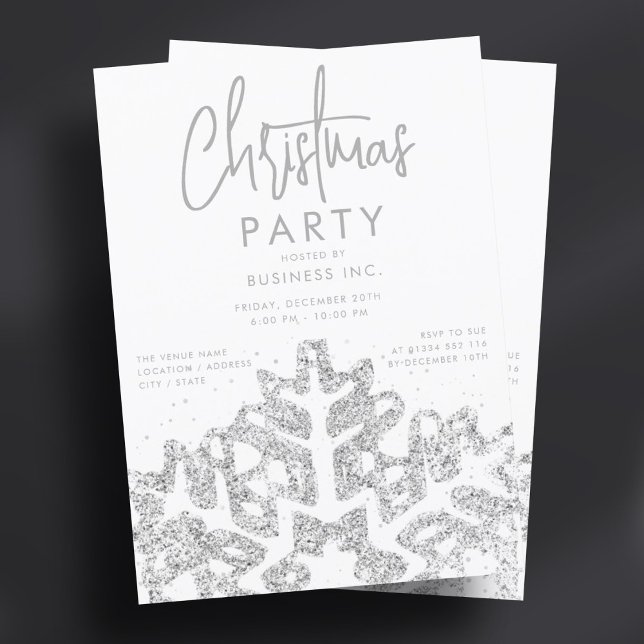 Silver Snowflake Corporate Christmas Party  Invitation (Silver Snowflake Corporate Christmas Party Invitation)