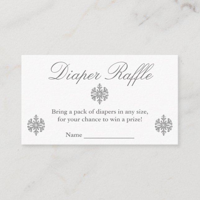 Silver Snowflake Diaper Raffle Card (Front)