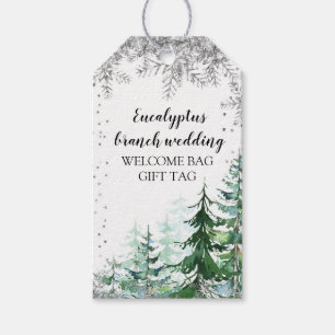 Silver snowflake forest Favor Gift Tag