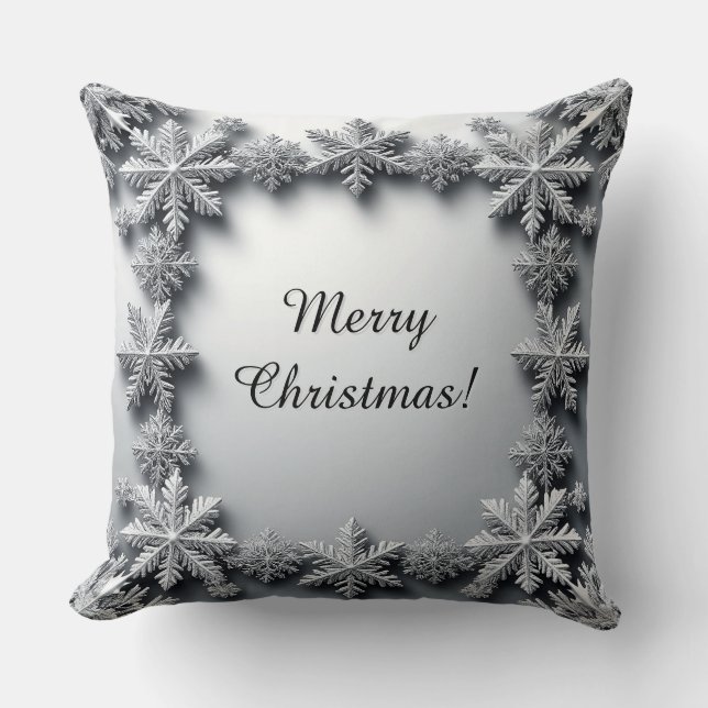 Silver Snowflake Frame Cushion (Front)