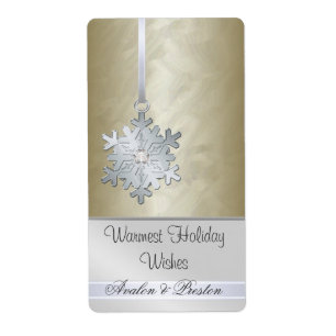 Silver Snowflake Gold Jewel Holiday Wine