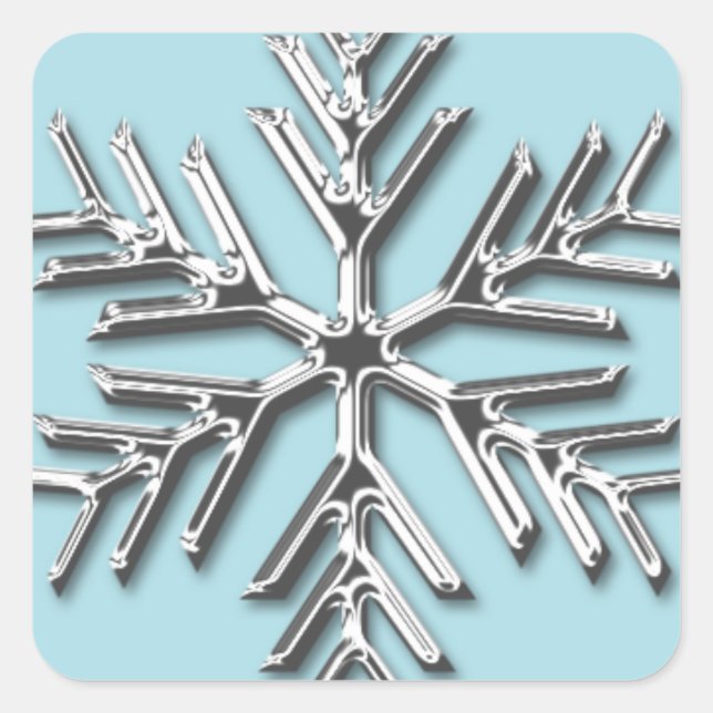 Silver Snowflake Holiday Envelope Seal Sticker (Front)