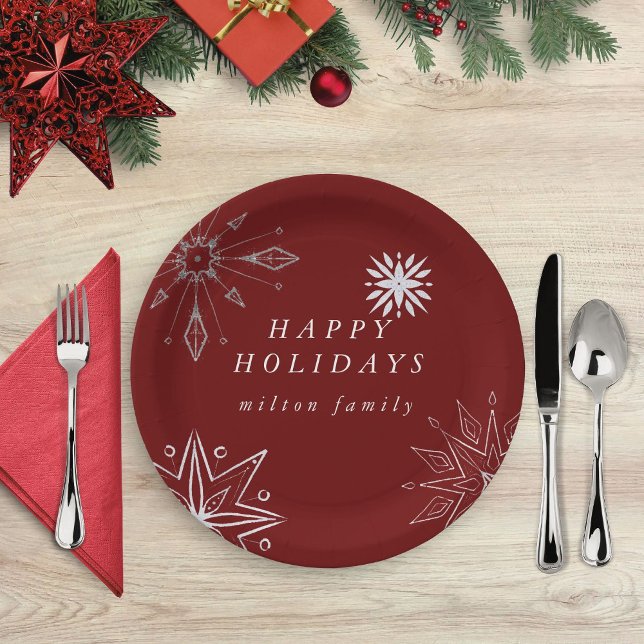 Silver Snowflake Holiday Paper Plate (Creator Uploaded)