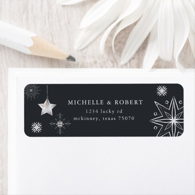 Silver Snowflake Holiday Return Address Label (Insitu)