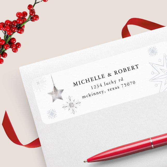 Silver Snowflake Holiday Return Address Label (Creator Uploaded)