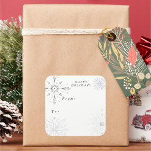 Silver Snowflake Holiday Square Sticker