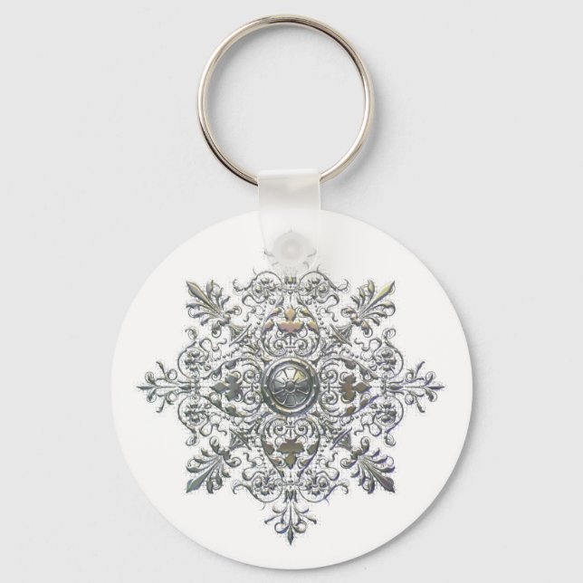Silver Snowflake Key Ring (Front)