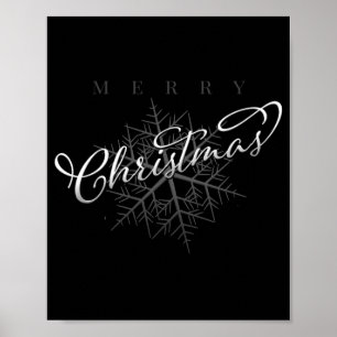 Silver Snowflake Merry Christmas  Poster