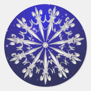 Silver snowflake on night sky Sticker