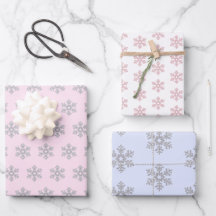 Silver Snowflake Pattern Pink Blue White Christmas