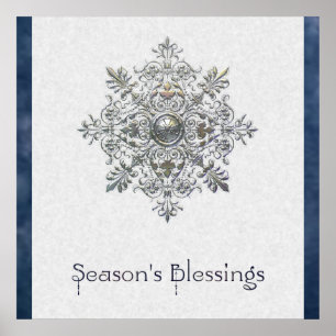 Silver Snowflake Poster