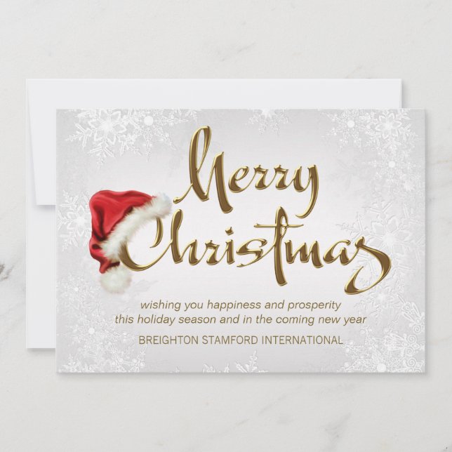 Silver Snowflake Santa Corporate Christmas Card (Front)
