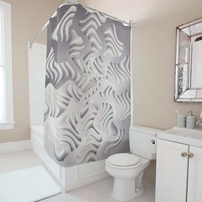 silver snowflake shower curtain (In Situ)