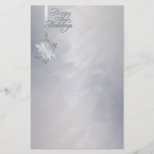 Silver Snowflake Silver Foil Holiday Stationery
