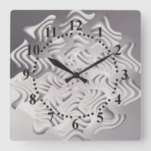 silver snowflake square wall clock
