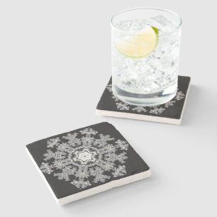 Silver Snowflake Stone Coaster