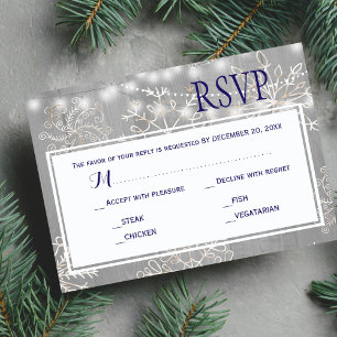 Silver Snowflake Wedding Response Meal Choice RSVP