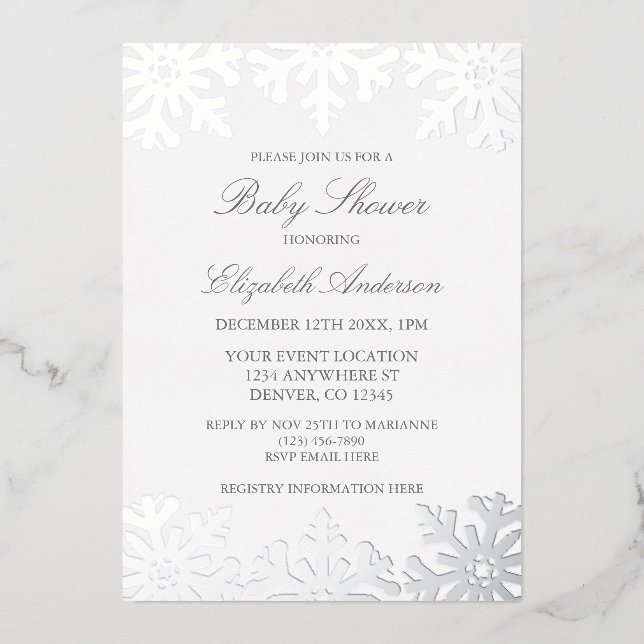 Silver Snowflake Winter Baby Shower (Front)