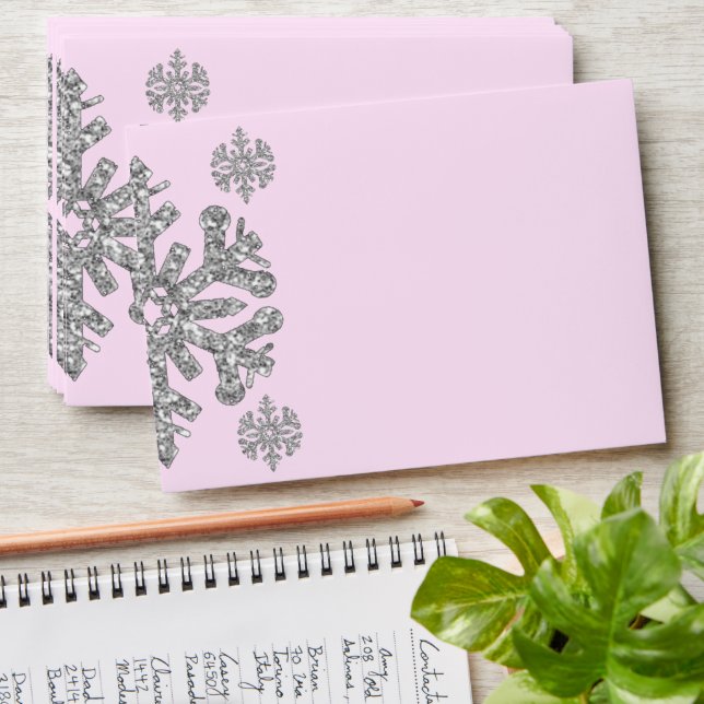 Silver Snowflake Winter Birthday Envelope (Stacked)