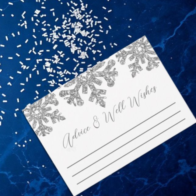 Silver Snowflake Winter Bridal Shower Advice Card (Creator Uploaded)