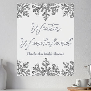 Silver Snowflake Winter Bridal Shower Foil Prints
