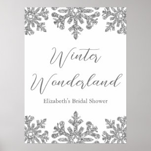 Silver Snowflake Winter Bridal Shower Poster