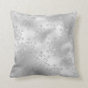 Silver Snowflake Winter Christmas Pillow