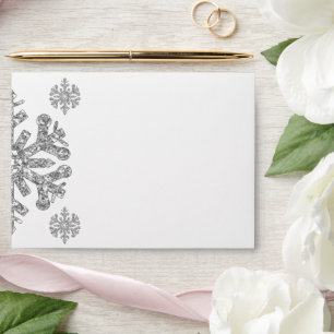Silver Snowflake Winter Envelope