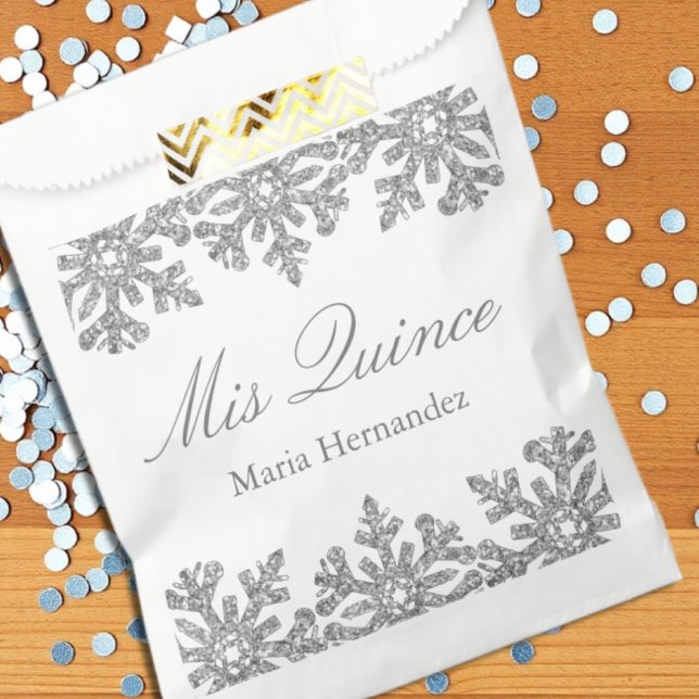 Silver Snowflake Winter Quinceanera Favour Bag (Creator Uploaded)