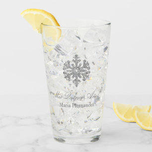 Silver Snowflake Winter Quinceanera Glass