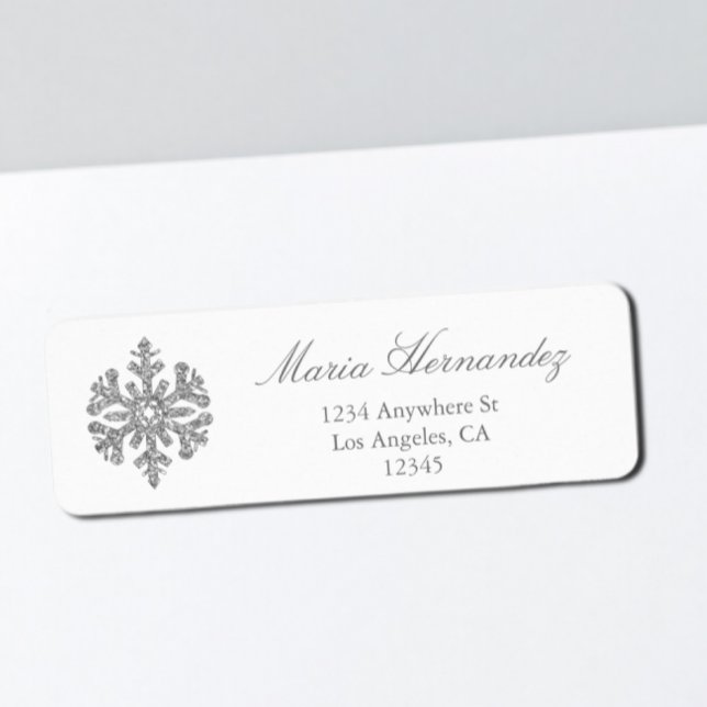 Silver Snowflake Winter Quinceanera Return Address Label (Creator Uploaded)