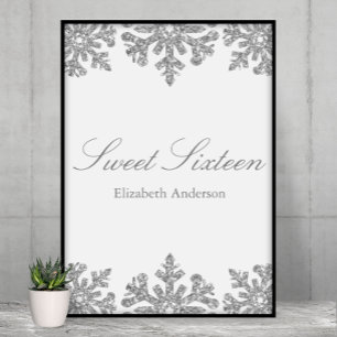 Silver Snowflake Winter Sweet 16 Poster
