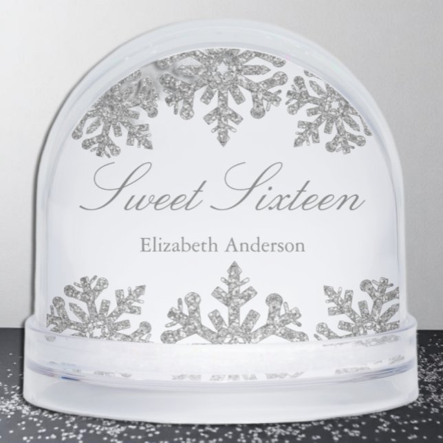 Silver Snowflake Winter Sweet 16 Snowglobe (Creator Uploaded)