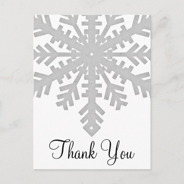 Silver Snowflake Winter Thank You Postcards (Front)