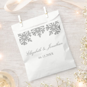 Silver Snowflake Winter Wedding Favour Bag
