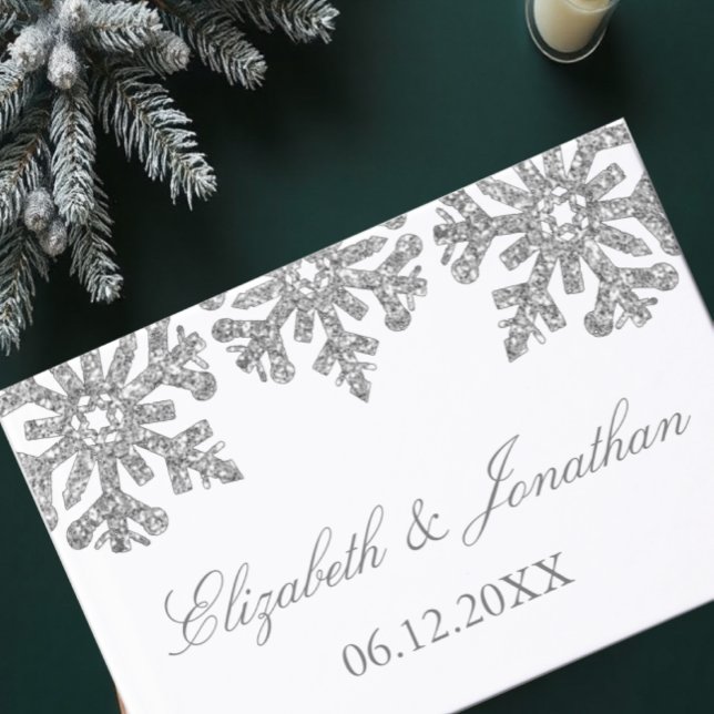Silver Snowflake Winter Wedding Guest Book (Creator Uploaded)