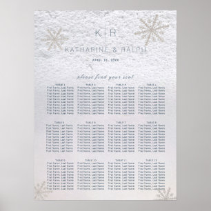 Silver Snowflake Winter Wedding Seating Chart