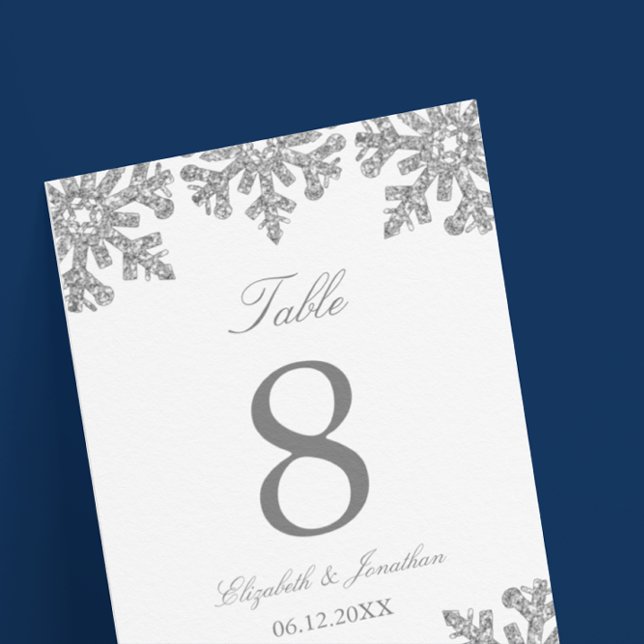 Silver Snowflake Winter Wedding Table Number (Creator Uploaded)