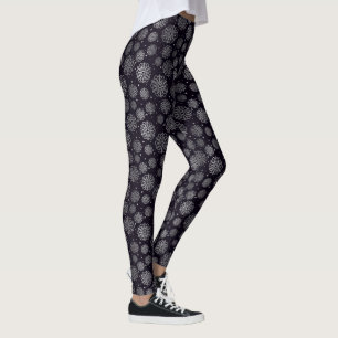 Silver snowflake with fish scales pattern leggings