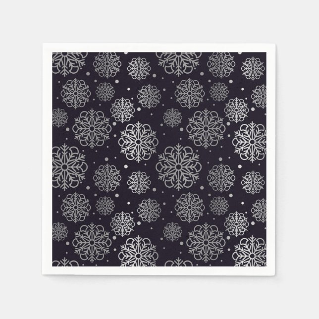 Silver snowflake with fish scales pattern napkin (Front)
