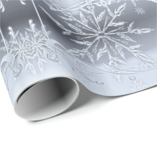 Silver snowflake wrapping paper