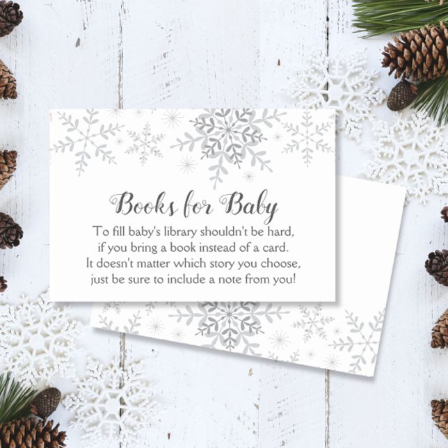 Silver Snowflakes Baby Shower Bring a Book (Creator Uploaded)