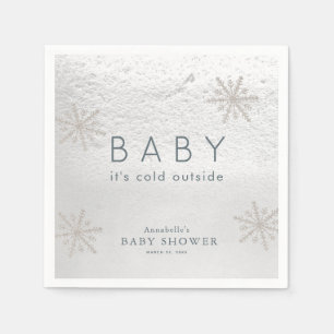 Silver Snowflakes Baby Shower Napkin