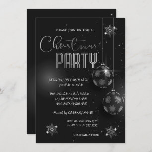 Silver Snowflakes Balls Christmas Corporated Invitation