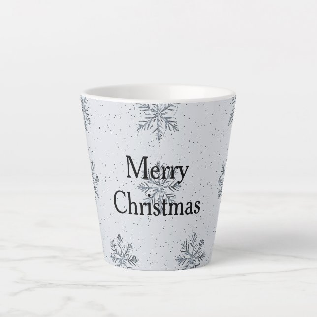 Silver Snowflakes Christmas Latte Mug (Front)